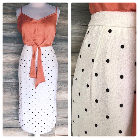 Dresses & Skirts - Cream and black polka dot knit retro pencil skirt
